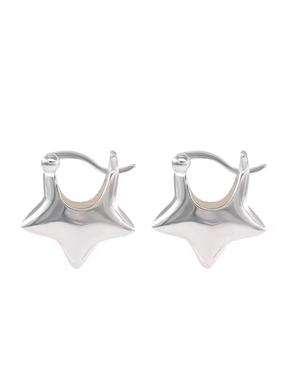 Silver steel Star Hoop Earrings for Women small Star Hoop Earrings -
